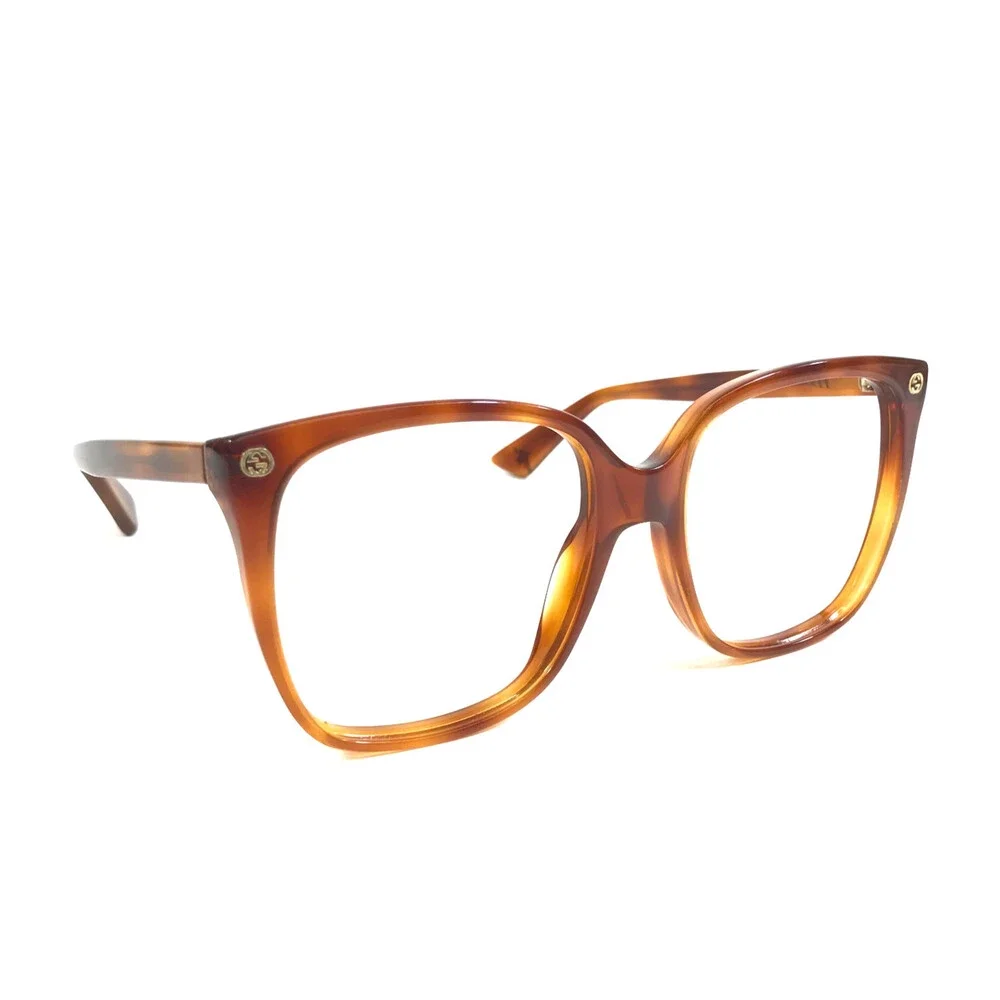 Gucci Eyeglasses Frames GG0022S 002 Light Havana Square Full Rim 57-18-140